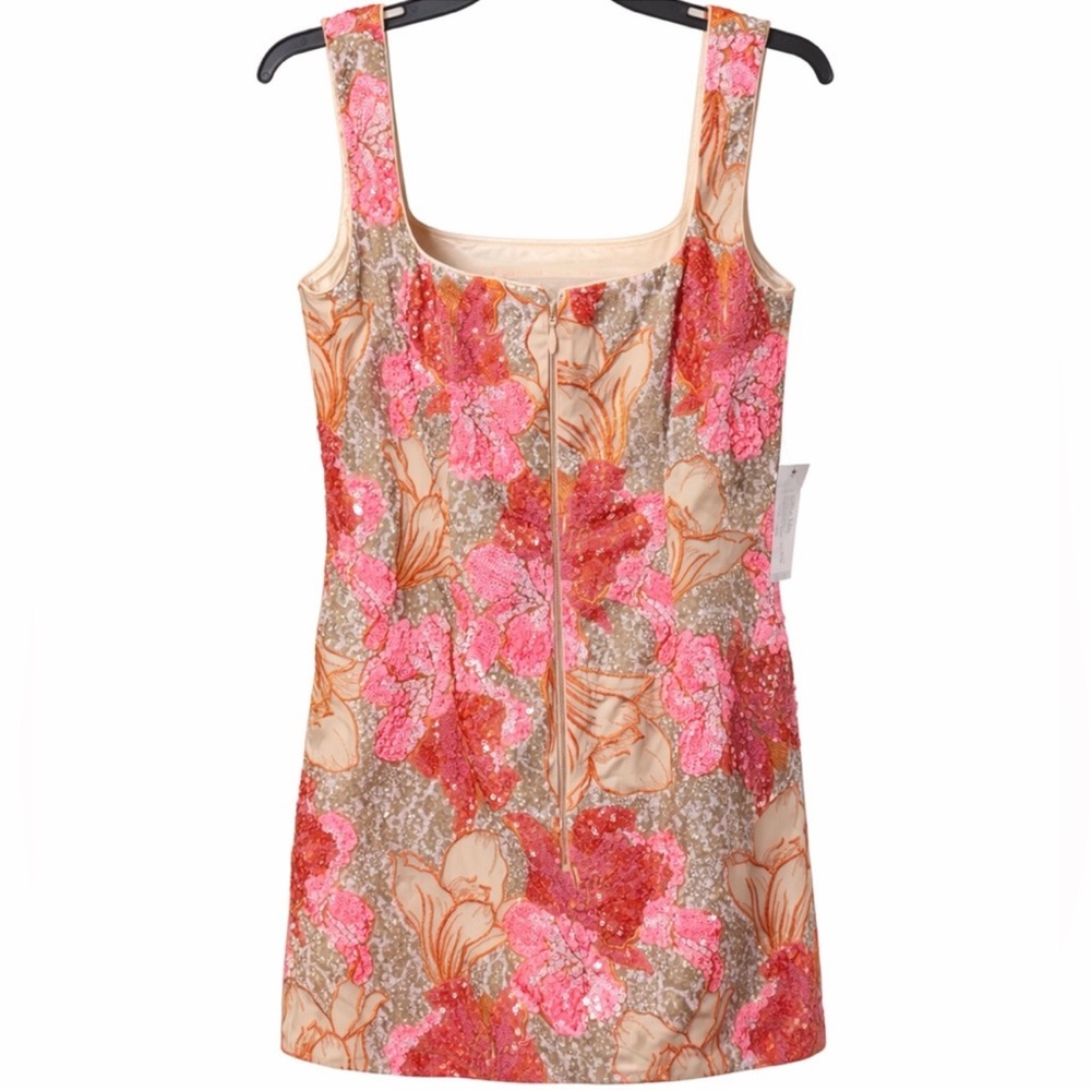Marchesa Pink and Orange Floral Sequin Dress
